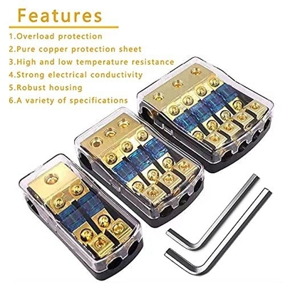 50A CSA Nominale 2 3 4-Way Fuse Holder Koper Distributieblok voor Auto Audio Versterker