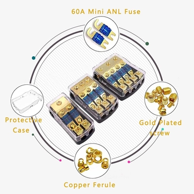 50A CSA Nominale 2 3 4-Way Fuse Holder Koper Distributieblok voor Auto Audio Versterker