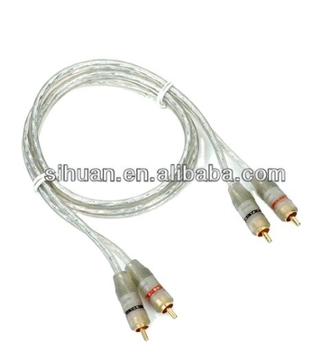 1 voet zilveren OFC koperkabel Dubbel afgeschermd auto-audio kabel Interconnect met PVC-jas