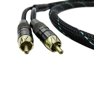 Man tot Man 2 RCA kabel met Nylon gevlochten uitbreidbare mouw 9,5 mm buitendiameter