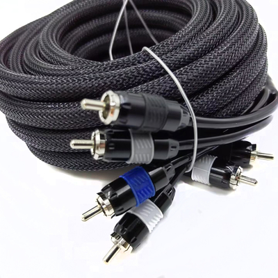 Man tot Man 2 RCA kabel met Nylon gevlochten uitbreidbare mouw 9,5 mm buitendiameter
