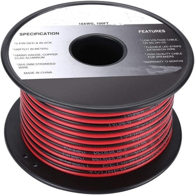 Flexible Wire Ext 2pin 2 Color Rood Zwart Kabel voor LED-strips Verlengdraad Elektrische draad