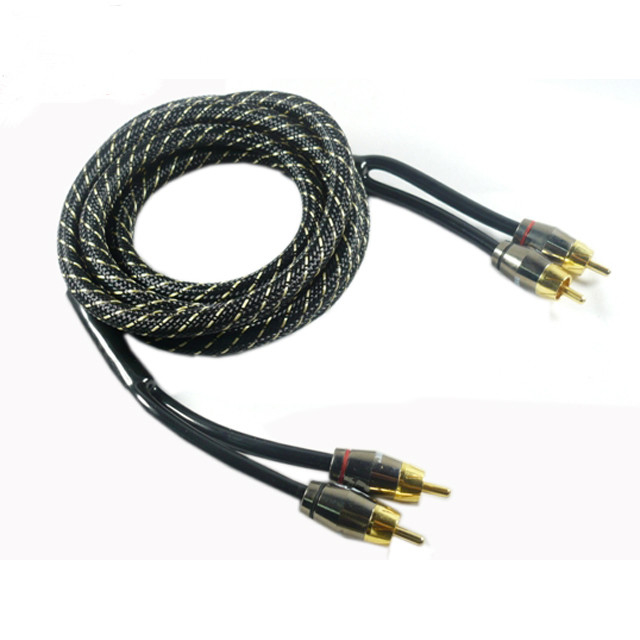1 voet zilveren OFC koperkabel Dubbel afgeschermd auto-audio kabel Interconnect met PVC-jas