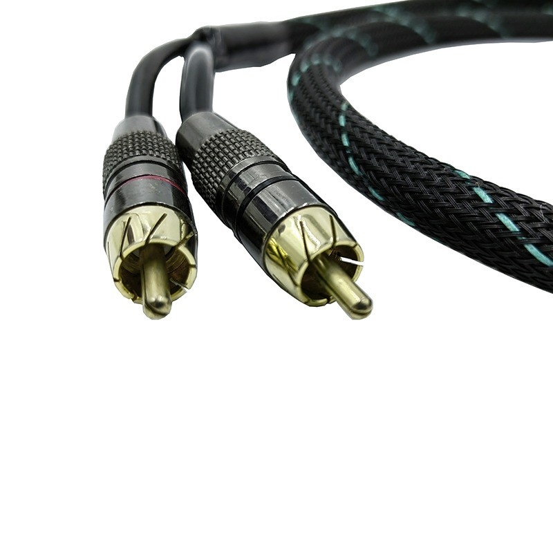 Man tot Man 2 RCA kabel met Nylon gevlochten uitbreidbare mouw 9,5 mm buitendiameter