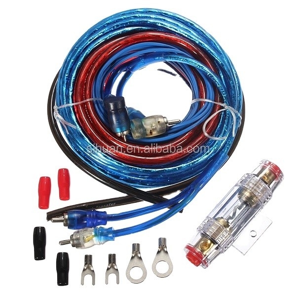 Aanpasbare kabelkleur CCA 4 Gauge Car Audio Cable Kit voor vermogenversterking lage spanning