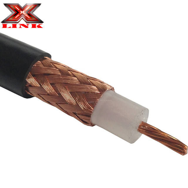 RG213 coaxkabel met lage verzwakking 50 Ohm met PVC-mantel en kaal koperen vlecht